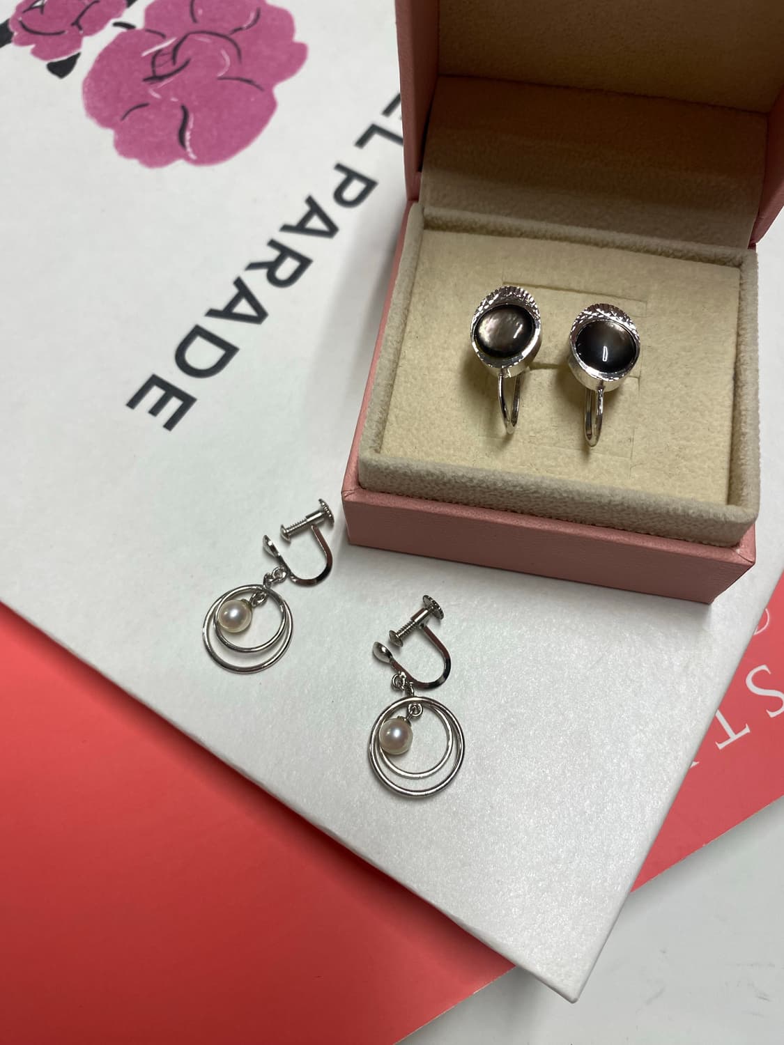 쉘 진주 귀찌형 귀걸이 세트 상품이미지2