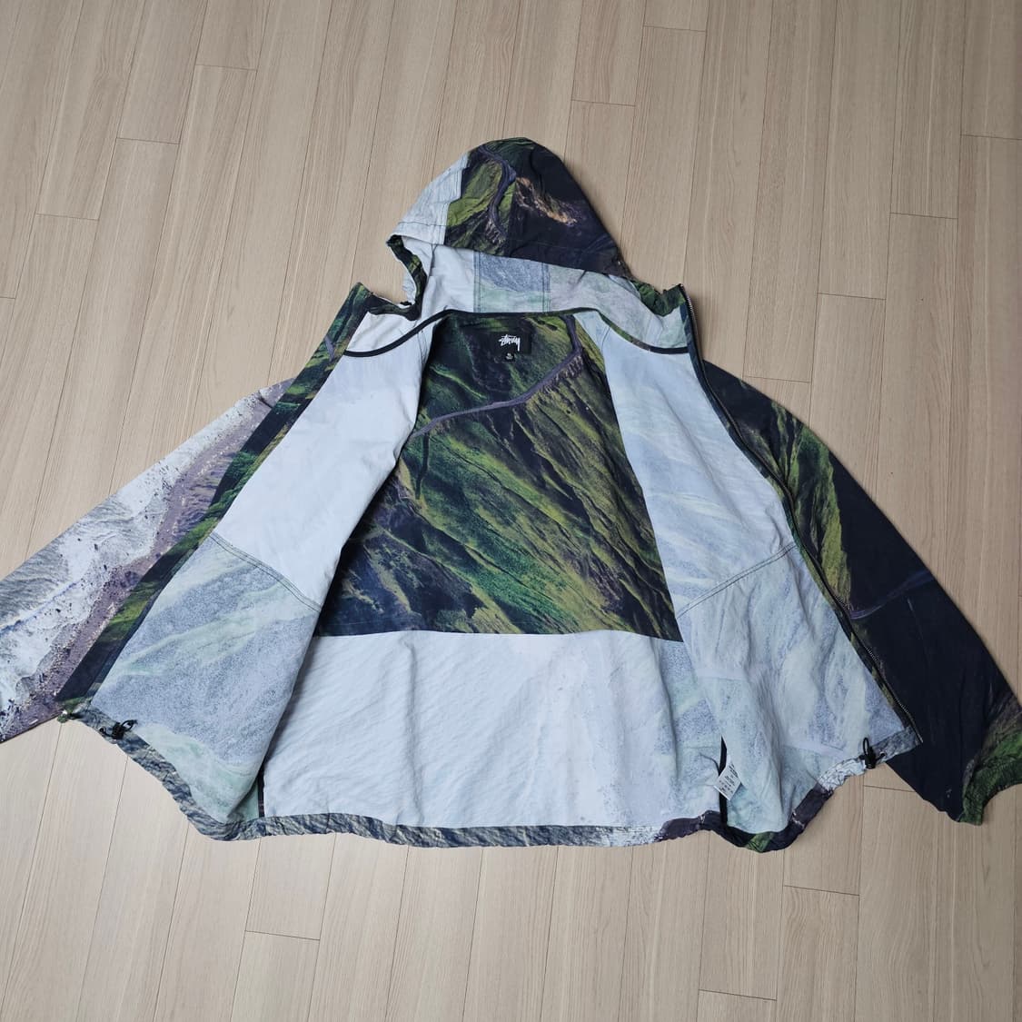 XL 2회착 스투시 코스트라인 비치 쉘 바람막이 자켓 멀티 105 110 상품이미지4