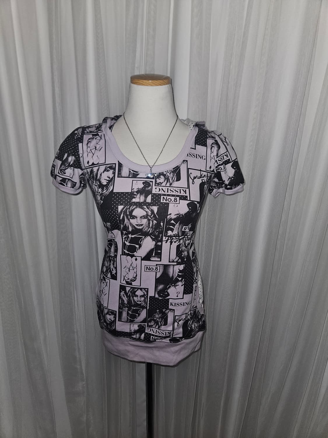 luxurious shic y2k 밀키 바이올렛 카툰 후드 티셔츠 상품이미지1