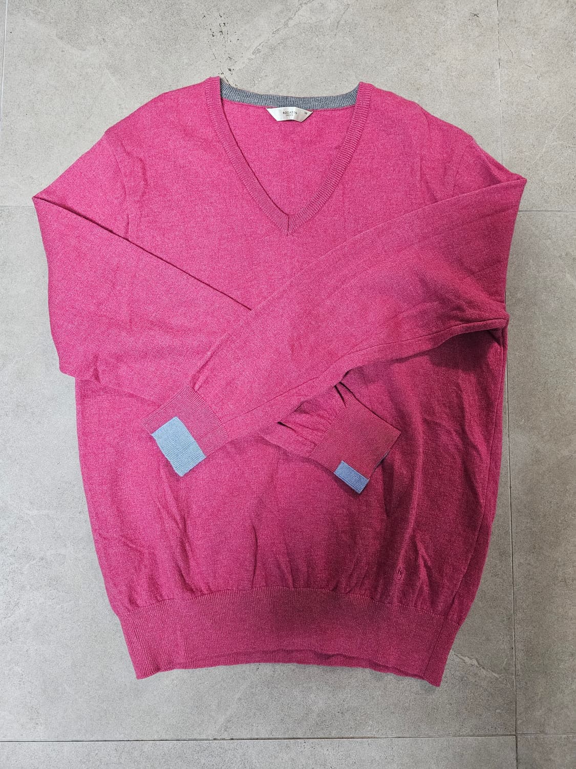 로가디스 그린 핑크 V넥 니트 상품이미지1