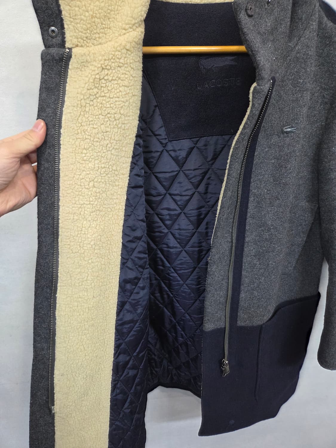 라코스테 여성 배색 울 후드코트 90  상품이미지4