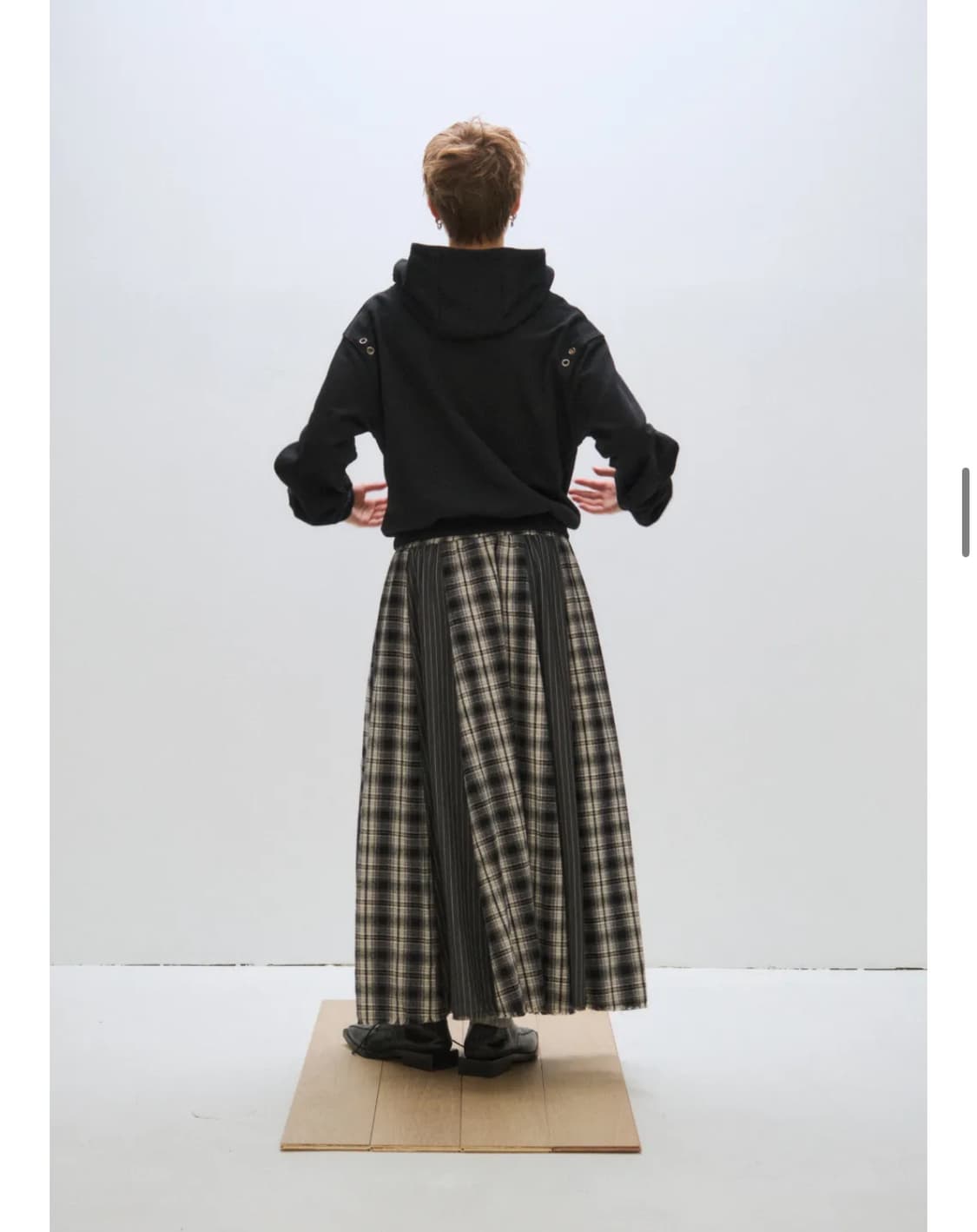 Plzproject 오버 체크 맥시 스커트 상품이미지4