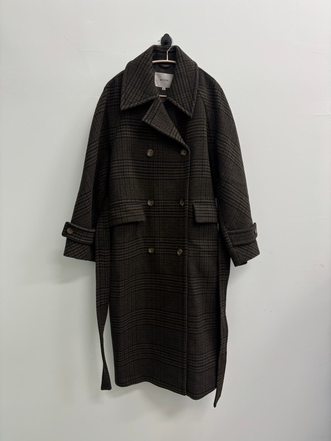 모한 MOHAN 체크 더블 브레스티드 롱 코트 상품이미지4