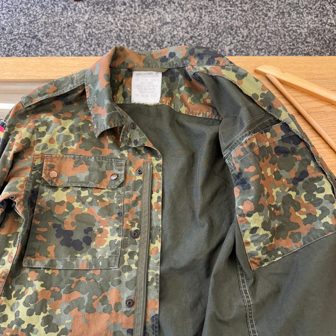 90s 빈티지 독일군 플랙탄 카모 셔츠 자켓 (S)    상품이미지5