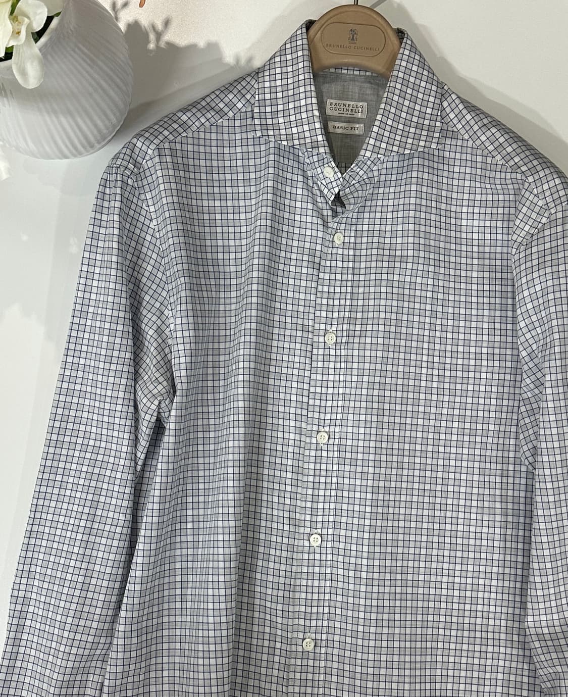 브루넬로 쿠치넬리 그레이 블루 코튼 셔츠 상품이미지1