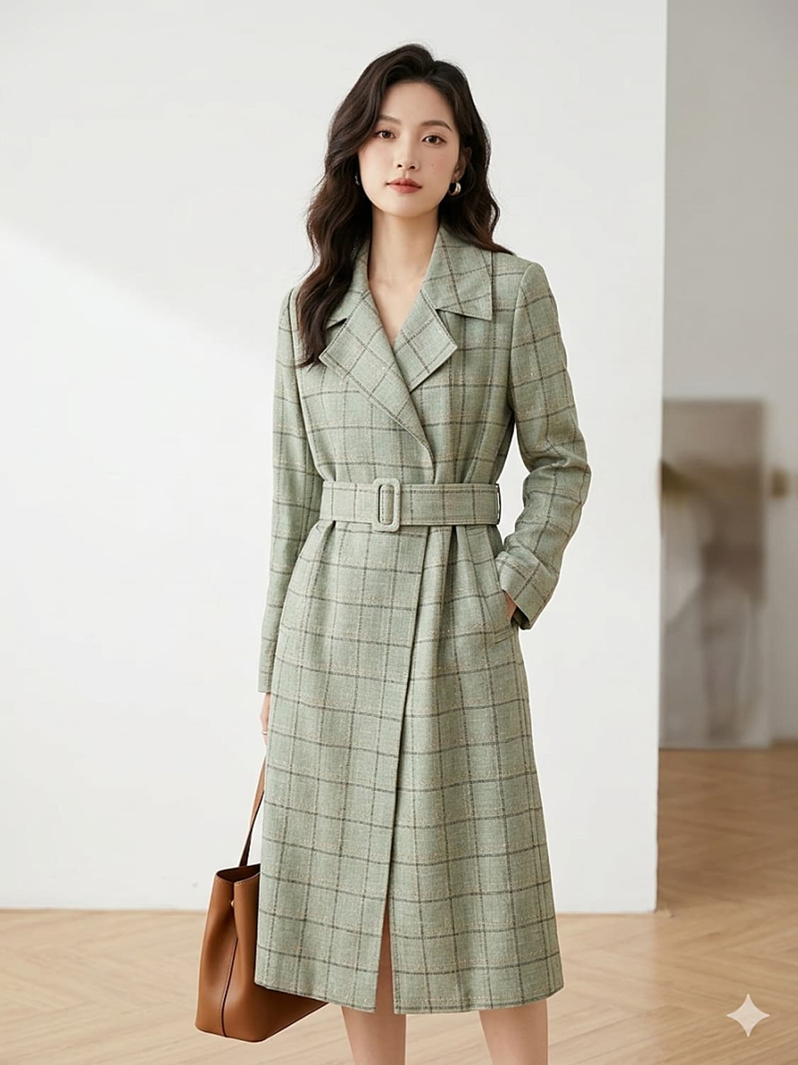 여) 분더샵 체크 린넨 트렌치코트 상품이미지9