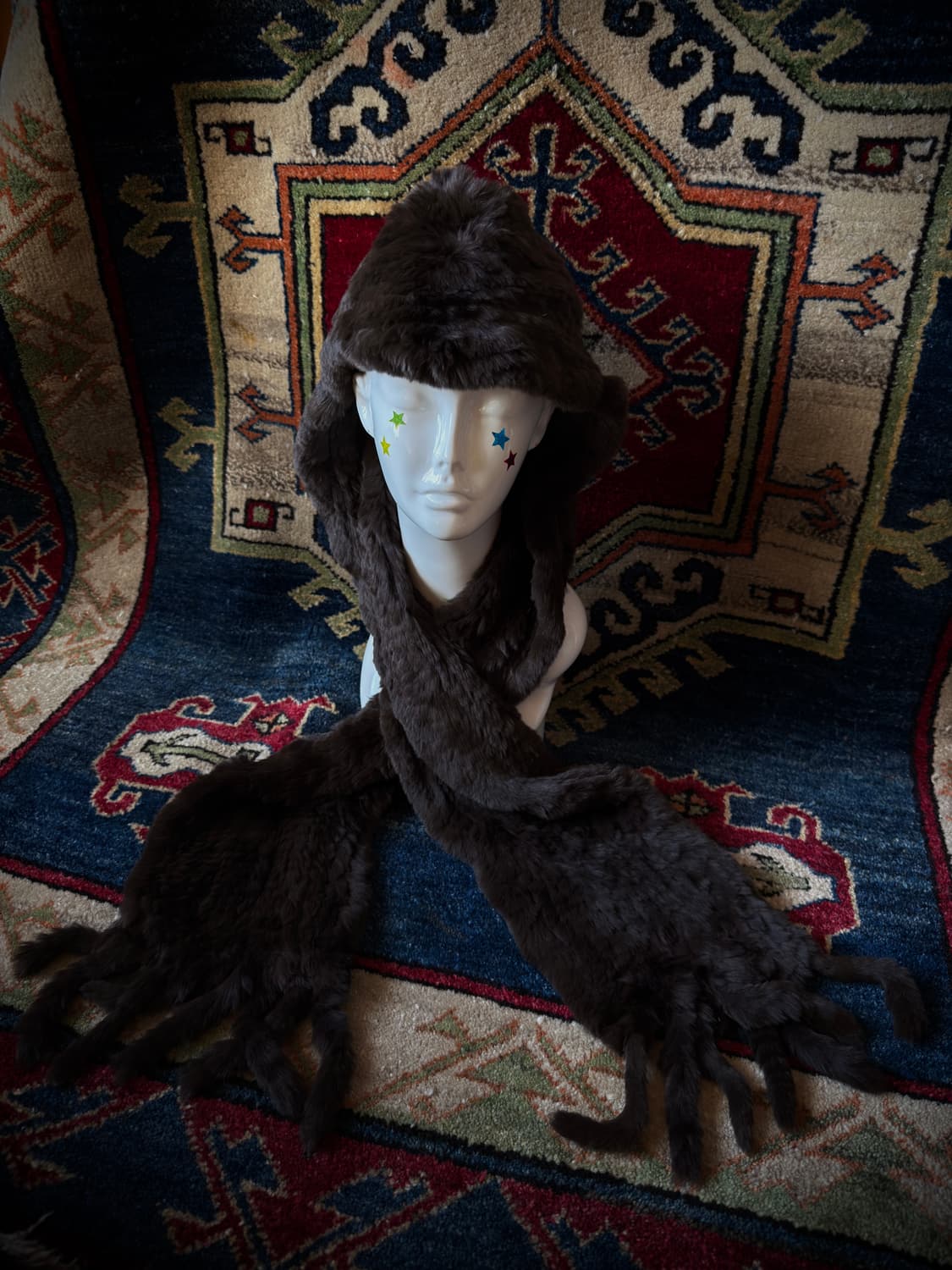 Rex Rabbit Fur Ushanka muffler hoodedHat 상품이미지1