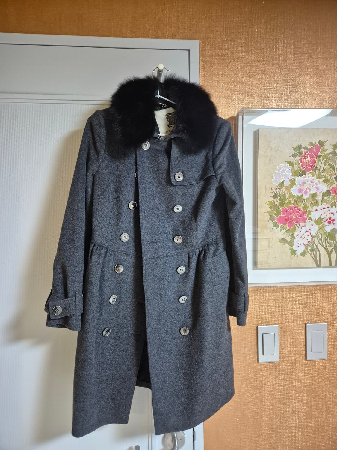 버버리 55사이즈 캐시미어 여우털 코트 상품이미지1