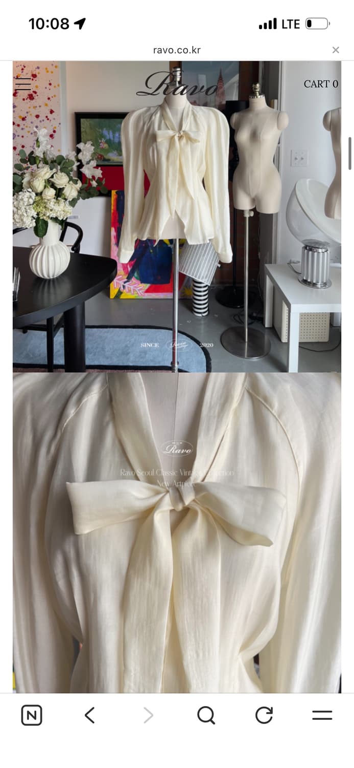라보빈티지 텐셀 뷔니 리본 블라우스 아이보리 상품이미지5