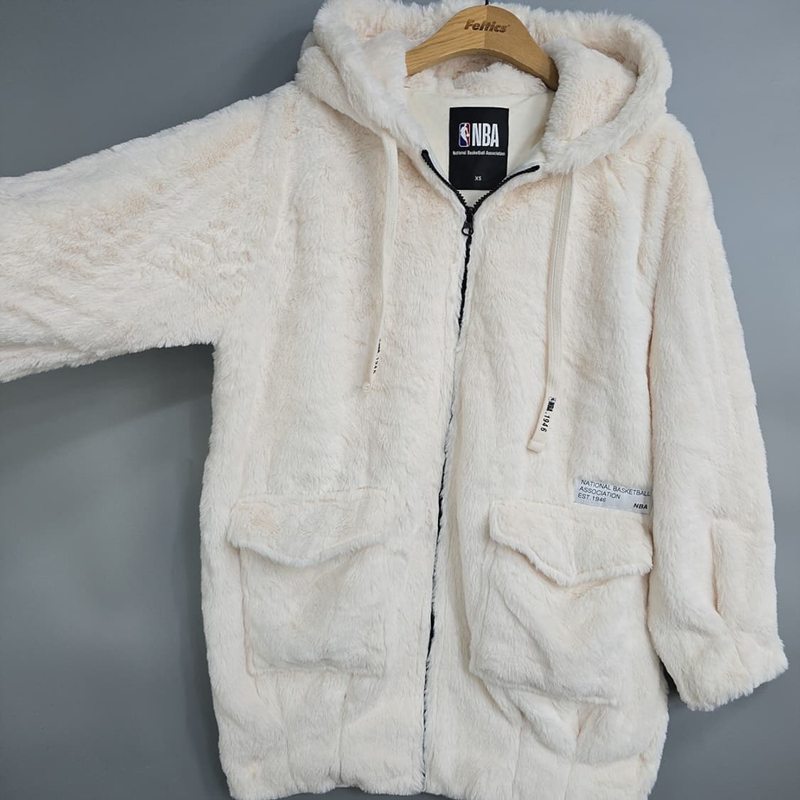 NBA 로스앤젤레스 레이커스 퍼 후드집업 아이보리 XS 상품이미지4