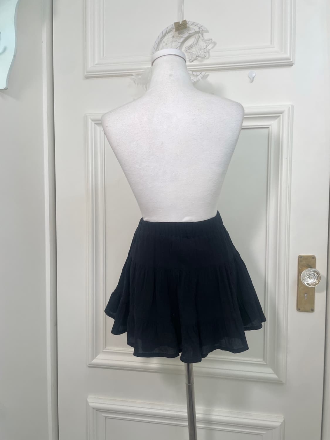 black cotton tiered mini banding skirt 상품이미지3