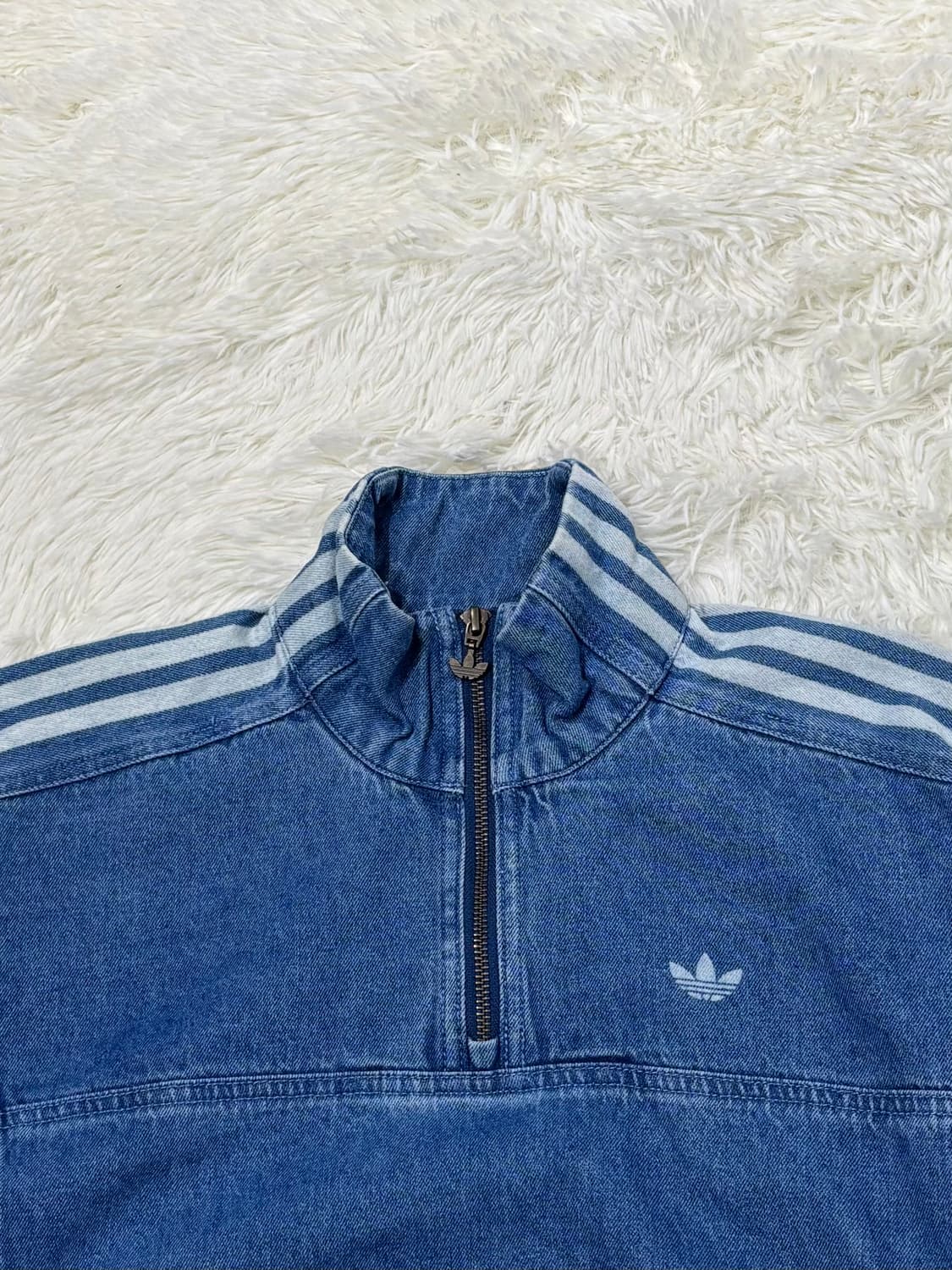 아디다스 삼선 데님 반집업 자켓 상품이미지6