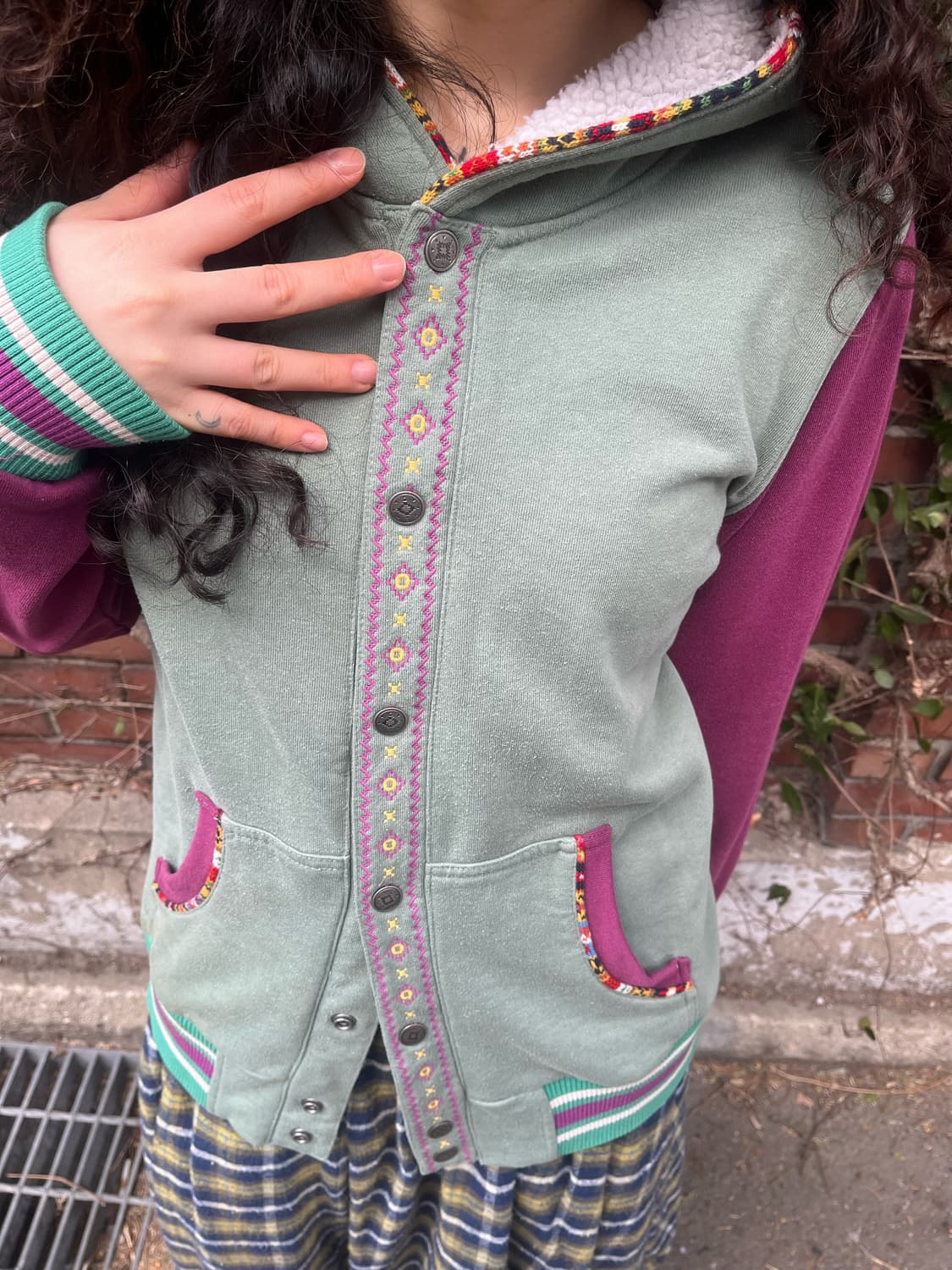 Titicaca 빈티지 배색 후드 자켓 상품이미지3