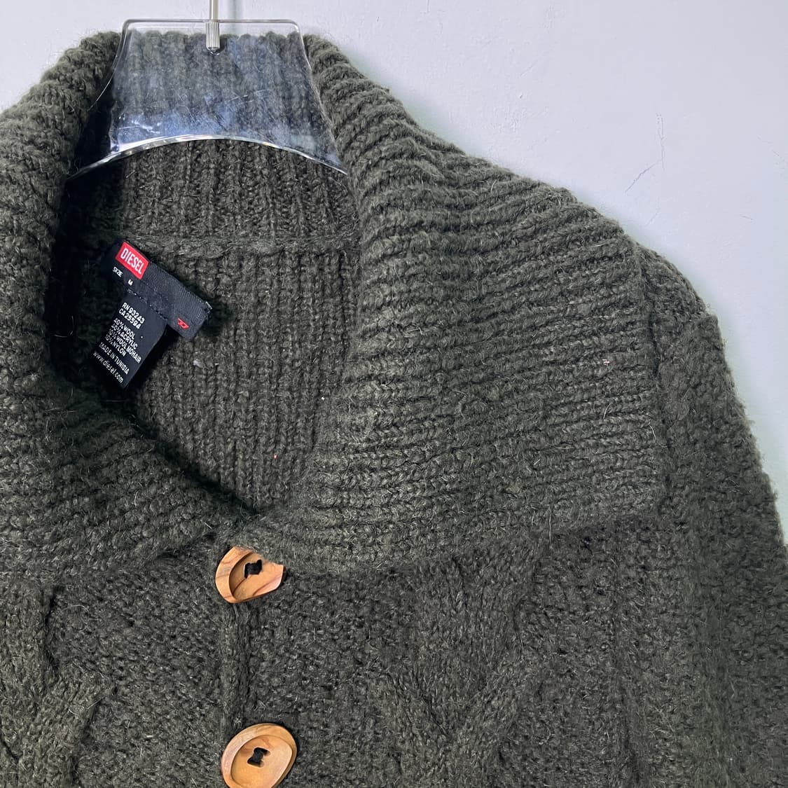 디젤 카키 울 니트 가디건 M 상품이미지4
