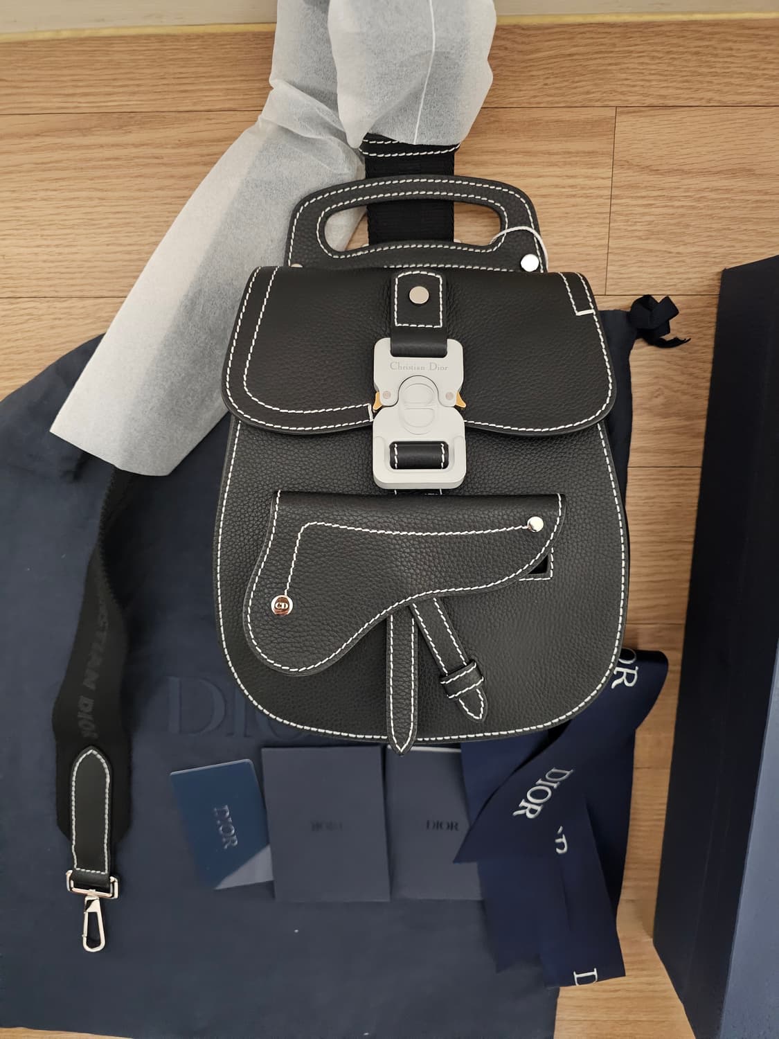 디올 올레더 스티치 Gallop 갤롭 슬링백 크로스백 블랙 상품이미지5