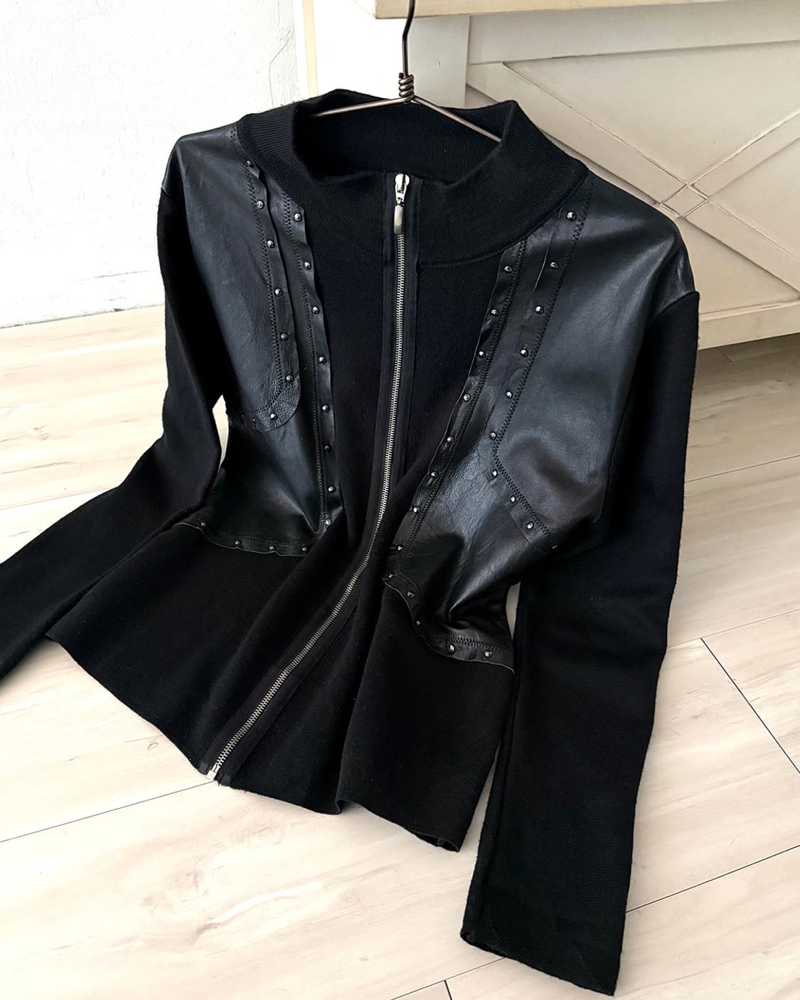 Real Leather point knit zip-up 상품이미지8