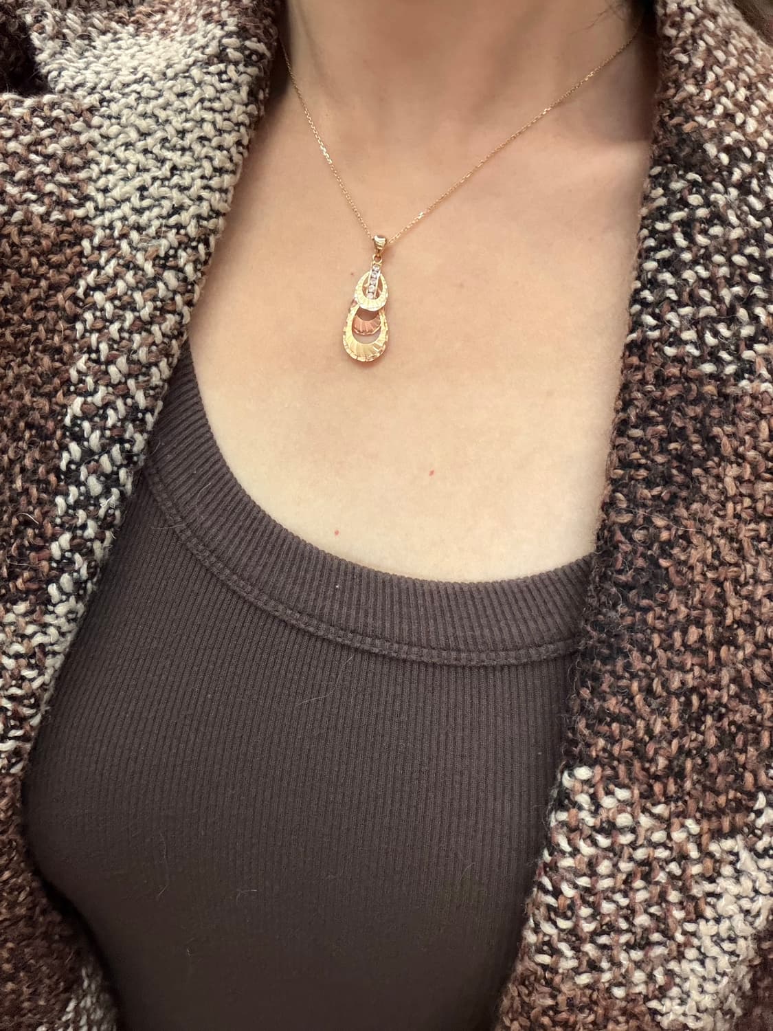 [14k]🟤 Amber Drop Layered Necklace 상품이미지2