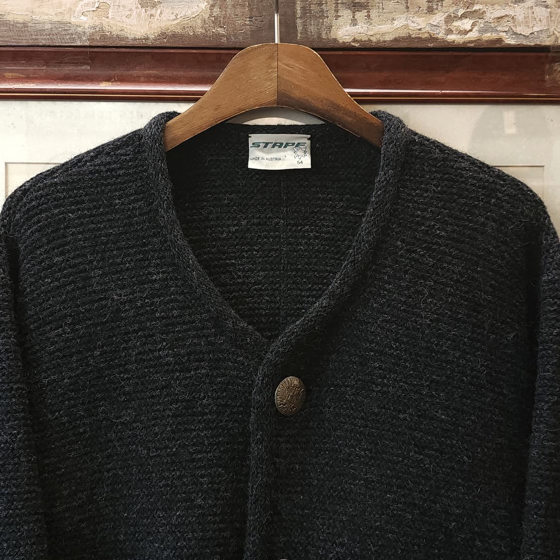 90s 프렌치 울 니트 가디건 오스트리아 티롤 자켓 헤비울 스웨터 54 상품이미지4