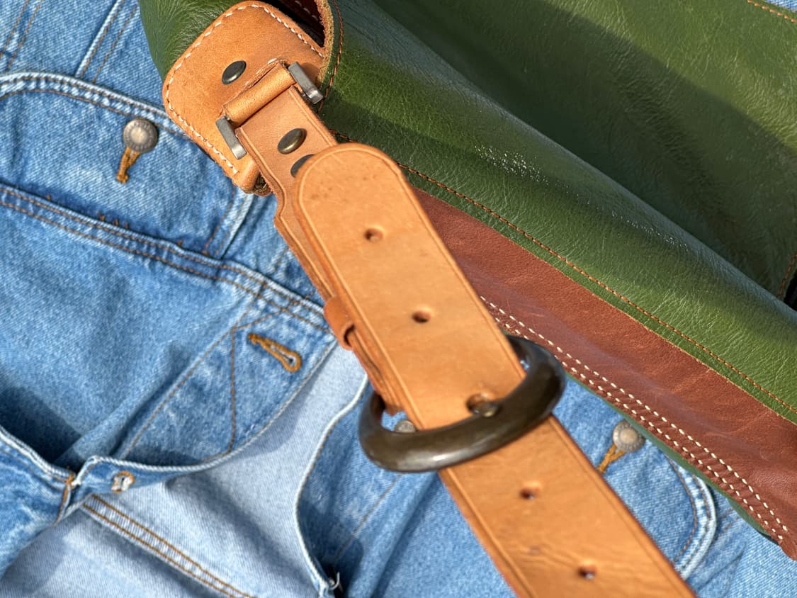 빈티지 핸드메이드 소가죽 메신저백 그린 레더 웨스턴 스터드 크로스백 상품이미지8