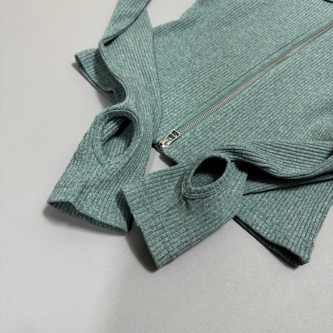 SLY JAPAN 민트컬러 워시드 리브드 쇼트 칼라넥 가디건 상품이미지4