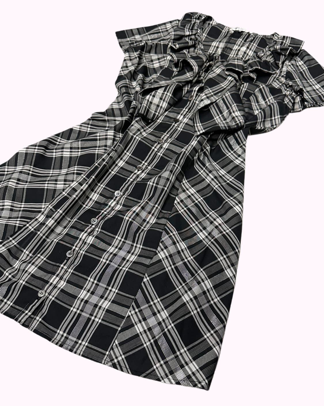 ruffler ribbon check dress 상품이미지4