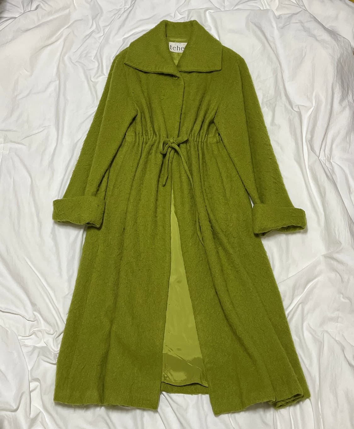 빈티지 ) 올리브그린 모헤어 로브 코트 상품이미지2