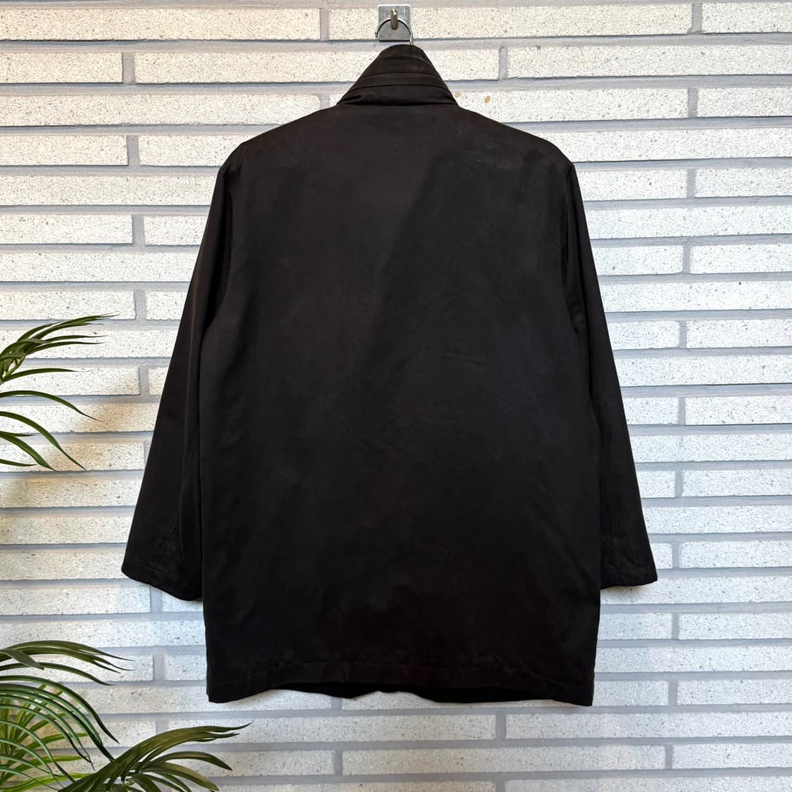 JPN VINTAGE 미니멀 풀집업 레인코트 파카 몰스킨 디테일 블랙 상품이미지2