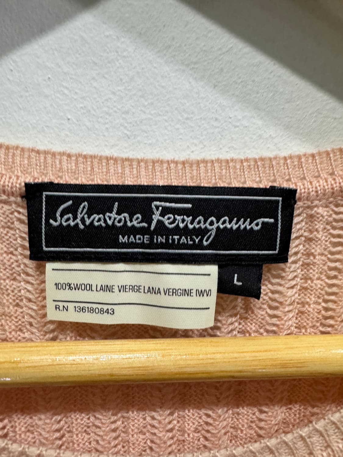 Salvatore Ferragamo 핑크 울 반팔 니트 L 정품 상품이미지4
