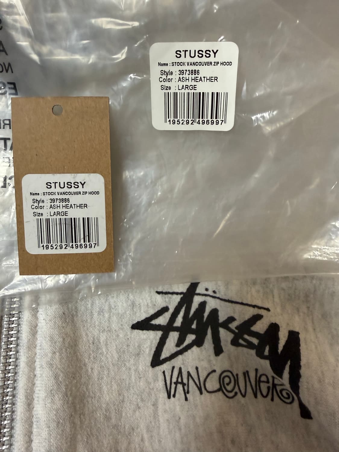 (L)스투시 스탁 밴쿠버 후드집업 애쉬헤더 상품이미지3