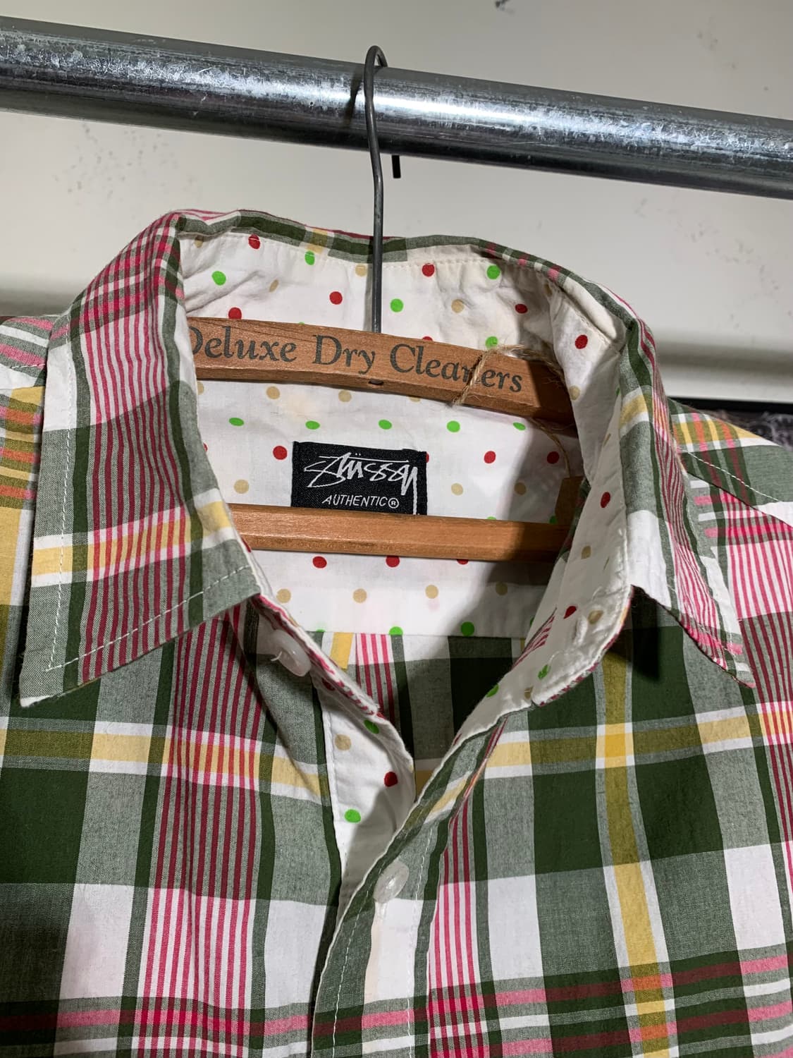 00’s Stussy 스투시 체크 도트 반팔셔츠 상품이미지1