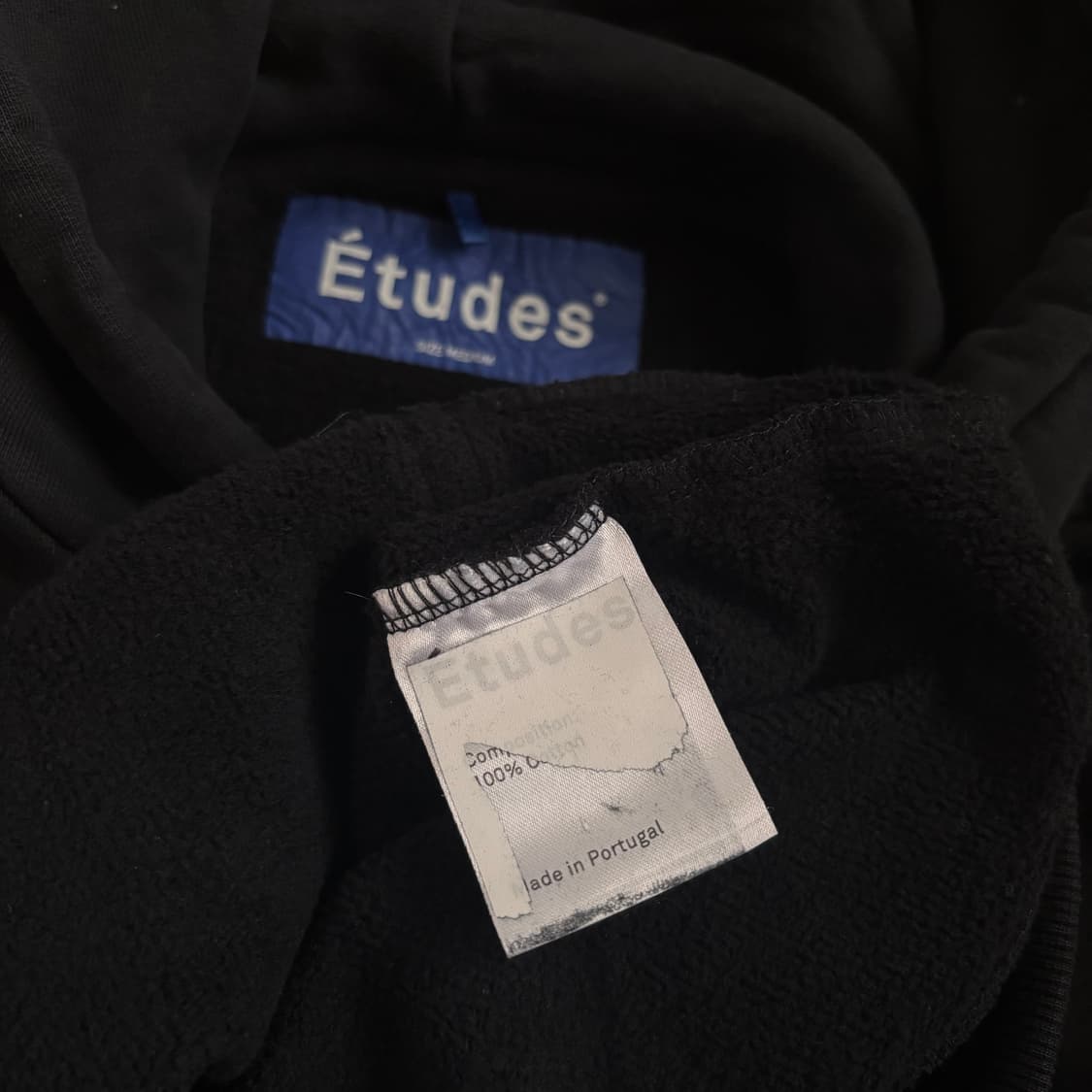 에뛰드 M 블랙 후드 티셔츠 헤비 코튼 후디 포르투갈 정품 상품이미지4