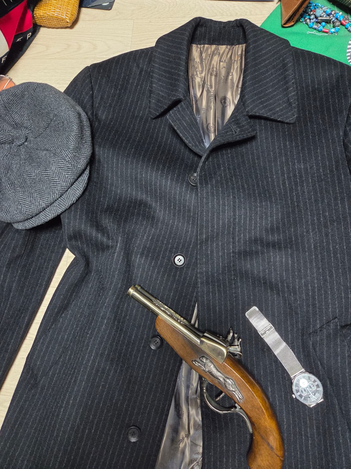 LANCETI CASHMERE 코트 스트라이프 싱글 체스터필드  상품이미지3