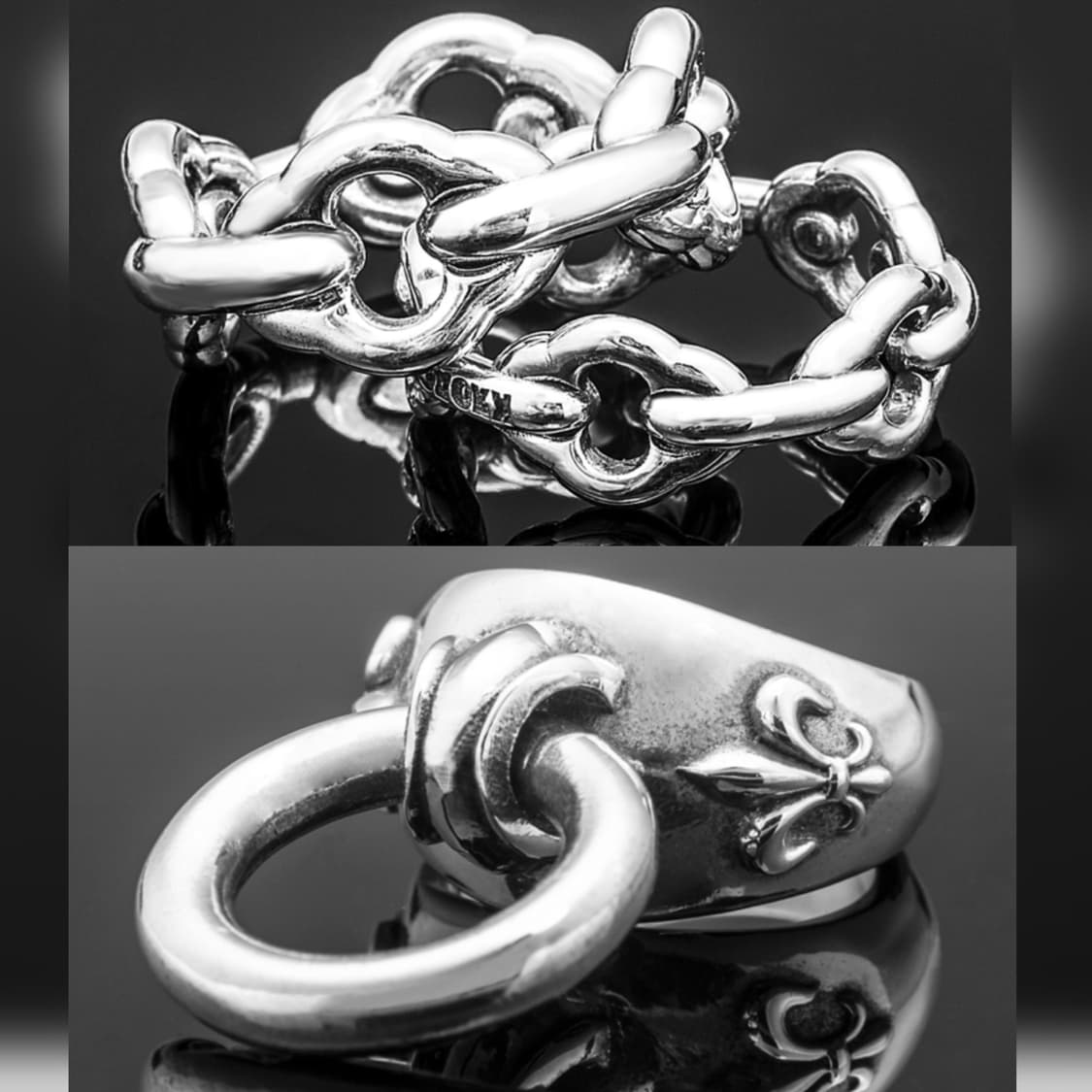 킹크로치 루프링 + 체인링 실버925 크롬하츠 스타일 상품이미지1