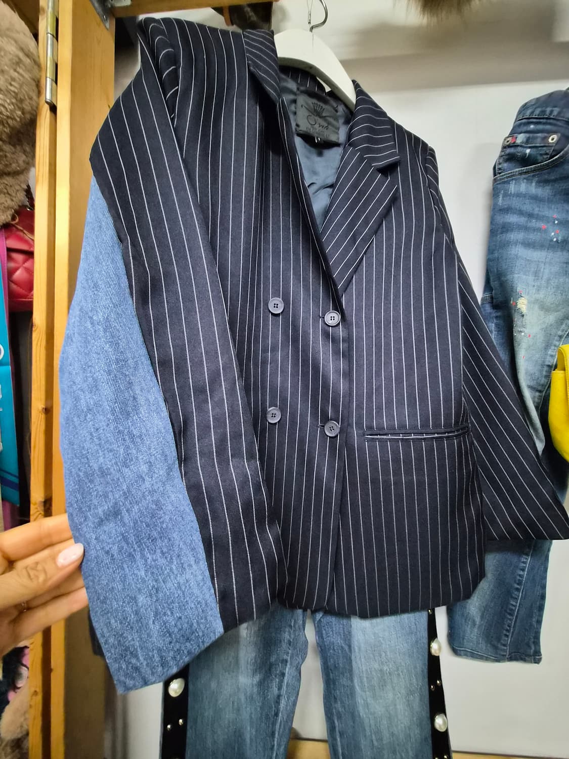 오즈세컨 데님 쉬폰자켓. 오즈세컨 진주데님 상품이미지2