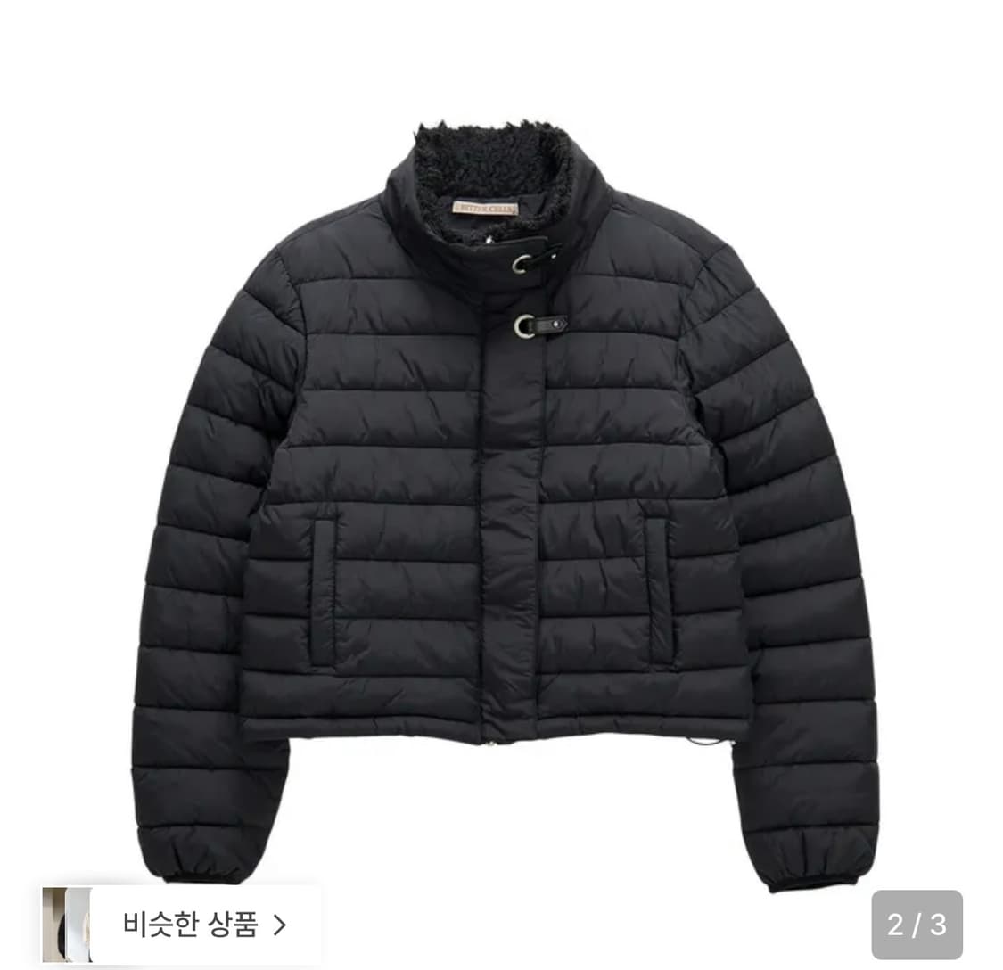 Hairy Neck Light Puffer Jacket-Black 상품이미지2