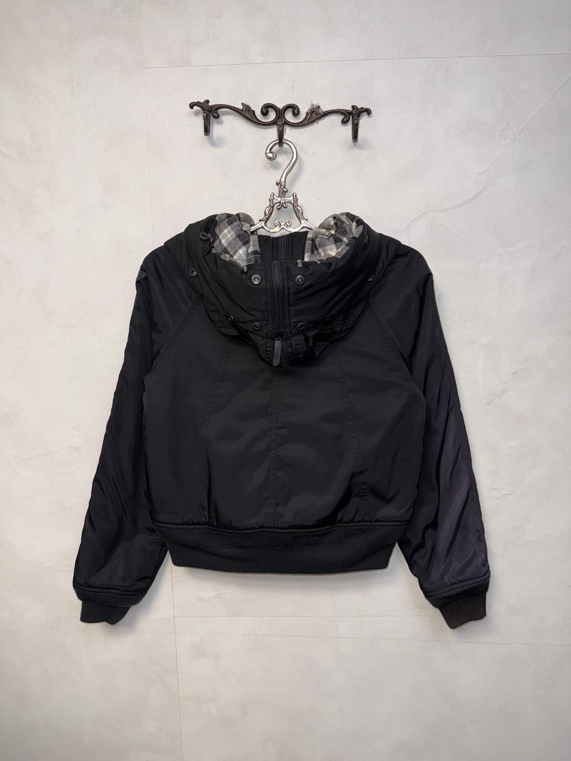 DIESEL black check hood flight bomber 상품이미지5