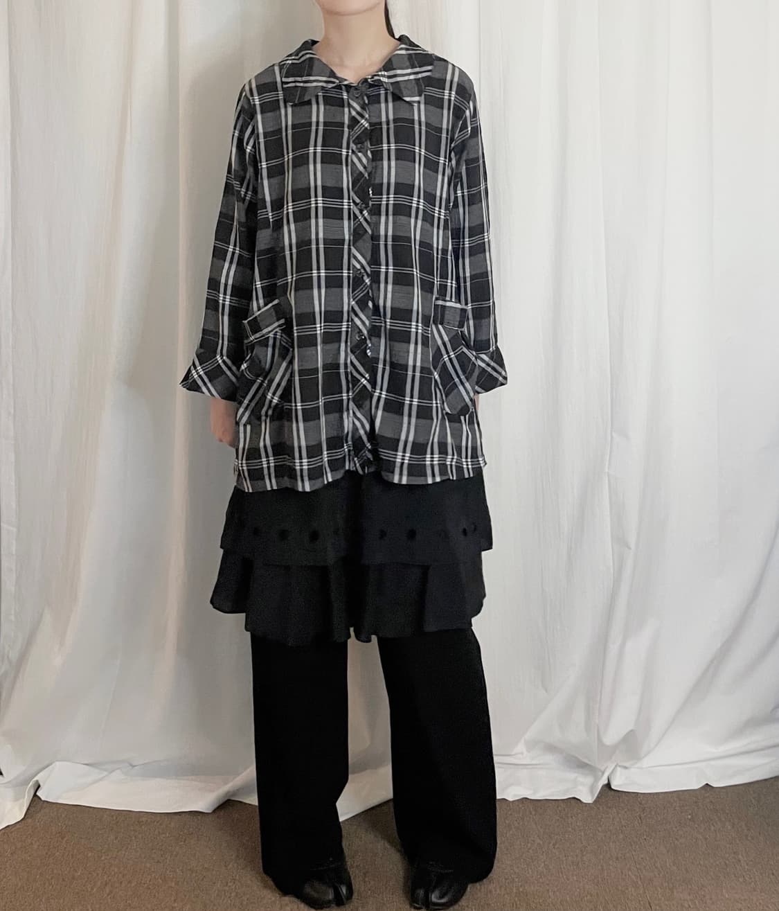 Check Pocket Shirt Jacket - Black 상품이미지1