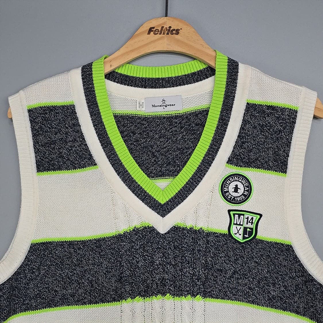 먼싱웨어(Munsingwear) 여성용 스트라이프 니트 베스트 90(L) 상품이미지2