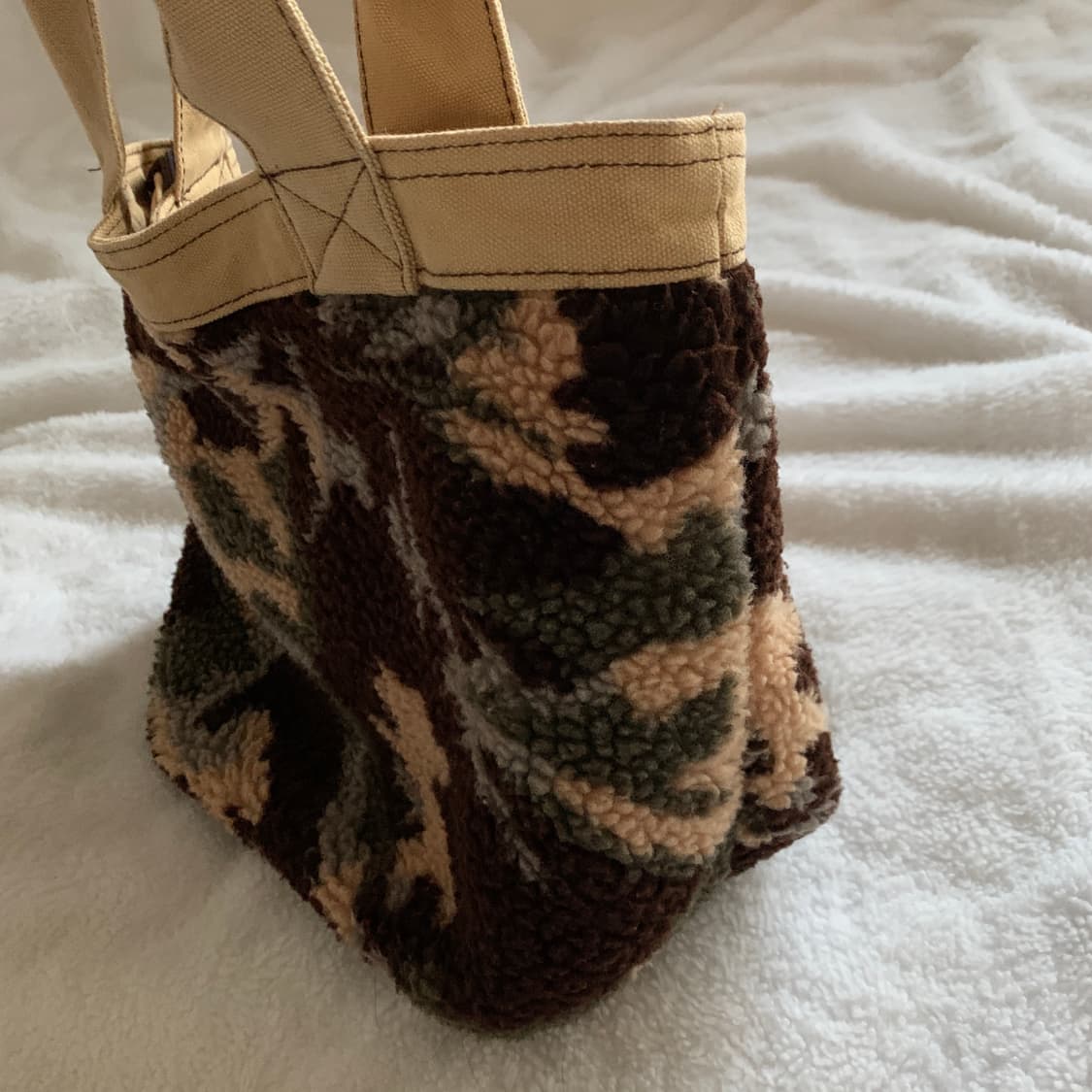 일본 빈티지 arbore 카모플라쥬 뽀글이 토트백 상품이미지4