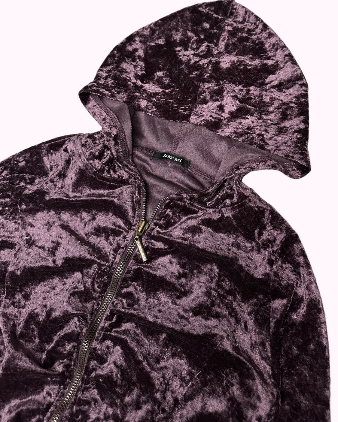 JOKY GAL purple velvet shirring hood zip 상품이미지3