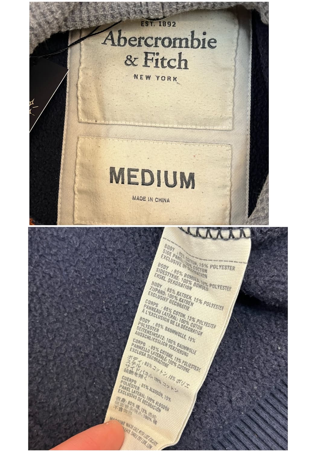 아베크롬비 기모 후드티 네이비 M #csz2547 상품이미지4