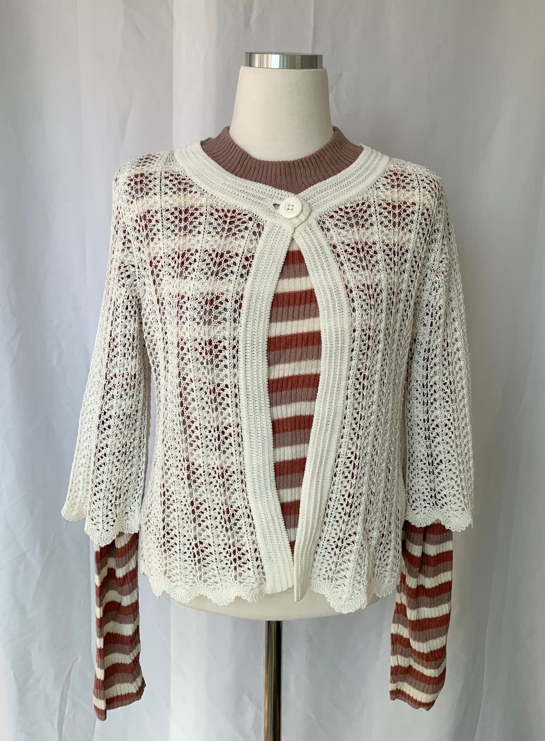 모리 단가라 스트라이프 폴라 니트 상품이미지1