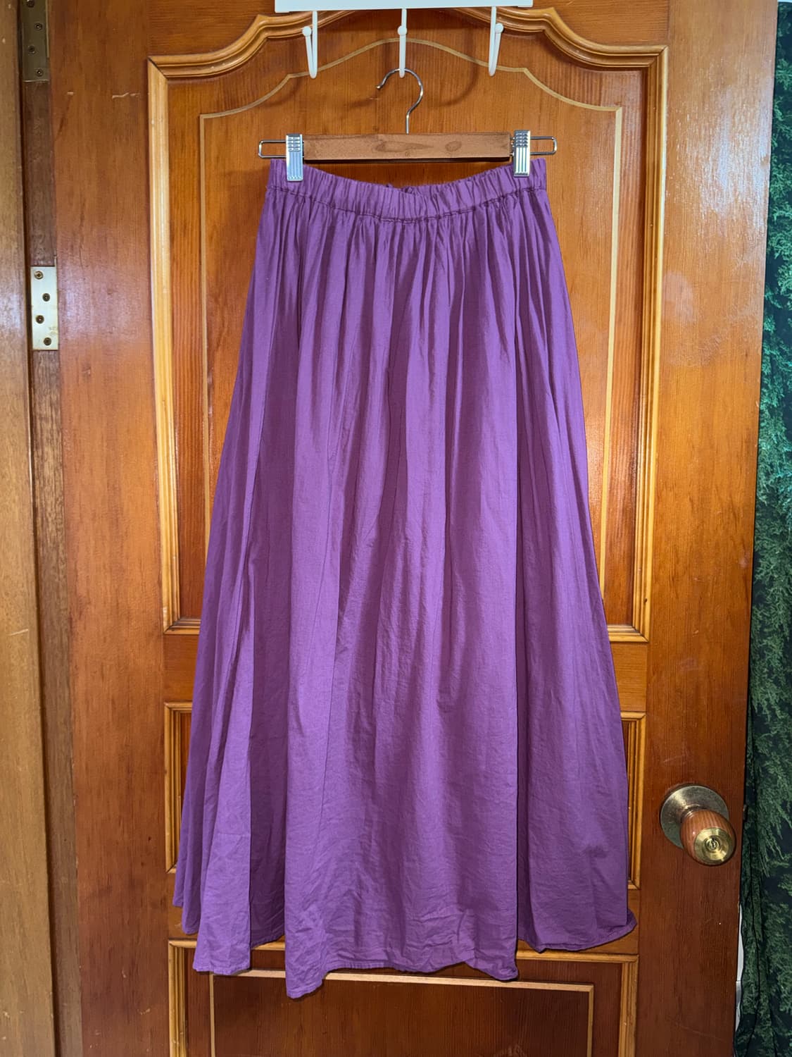 에스닉 스트라이프 퍼프 블라우스 & 퍼플 코튼 스커트 세트 상품이미지5