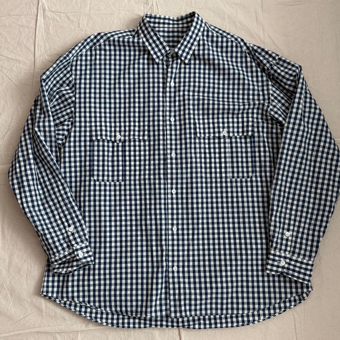 포터클래식 25ss 롤업 깅엄셔츠 다크블루 상품이미지1