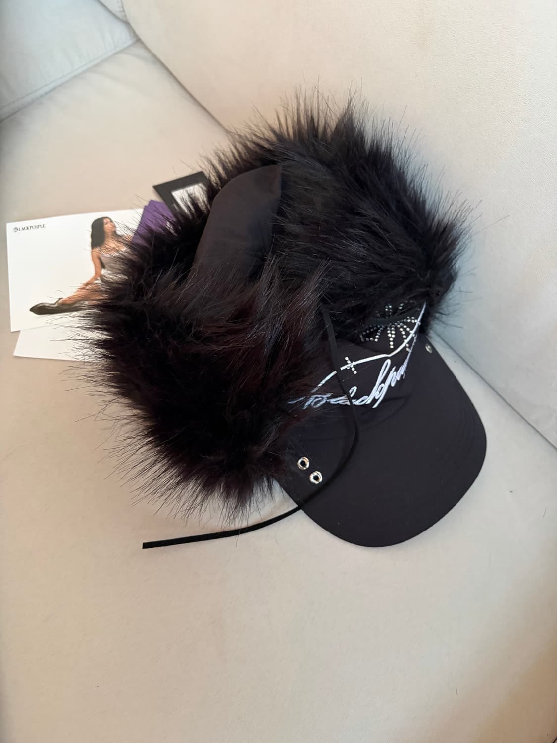 새상품) 블랙퍼플 털볼캡 , 볼캡 상품이미지1