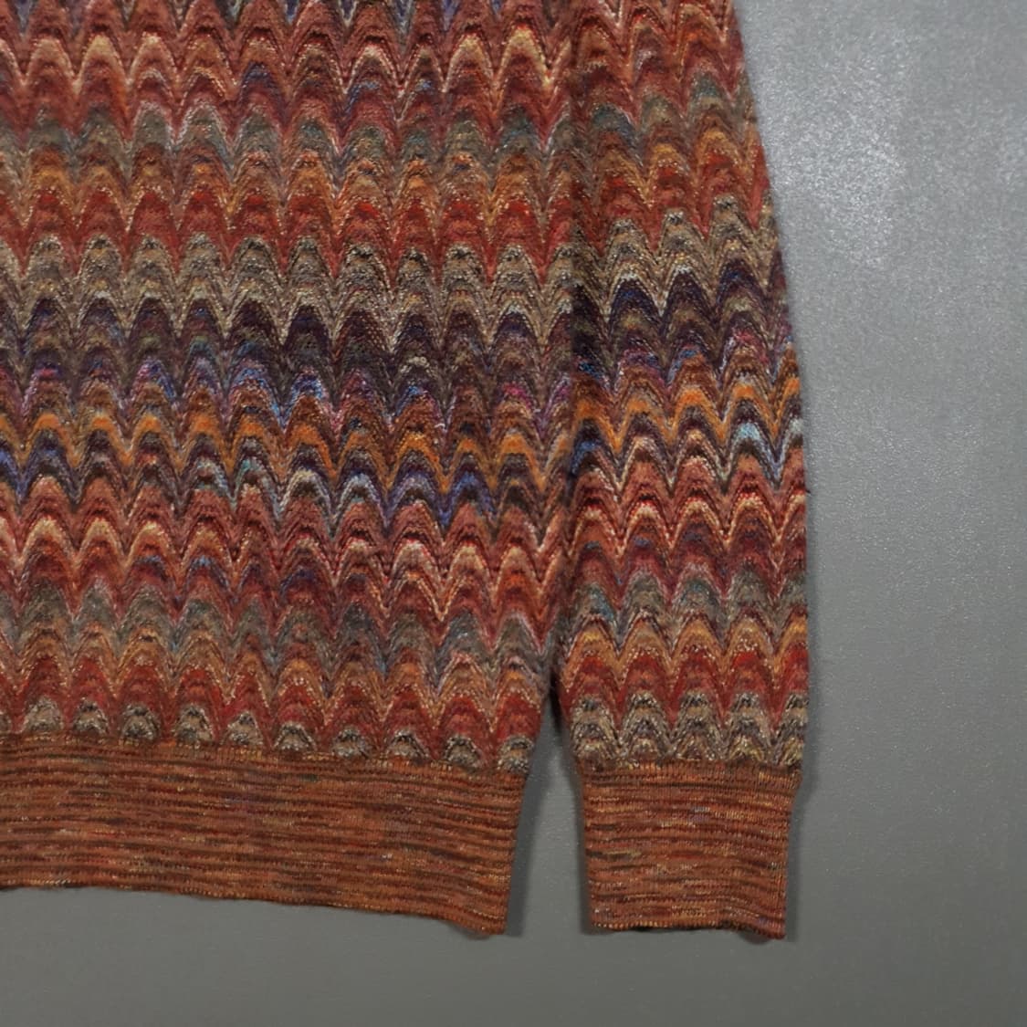 실측 M) 미쏘니 이태리 명품 에스닉 패턴 니트 크루넥 스웨터 희귀 상품이미지4