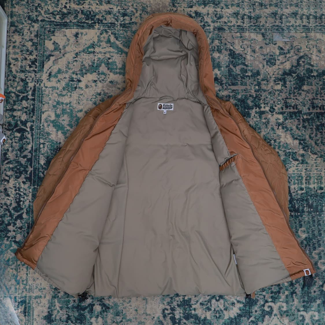 Bape 베이프 23FW 베이프스타 퀄팅 다운 후드 자켓 브라운 XL 상품이미지4