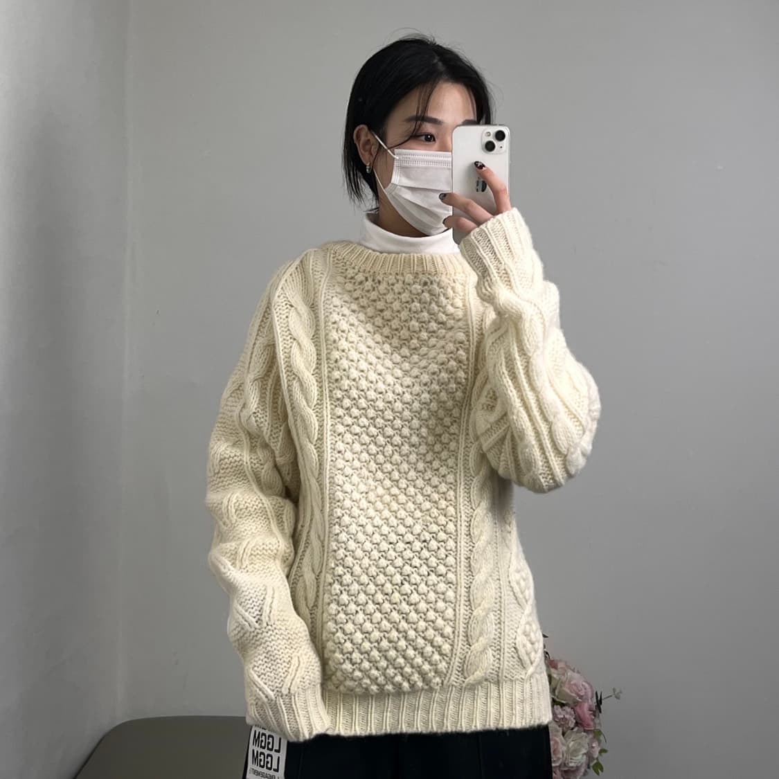 울 100 꽈배기 니트 (남녀공용 상품이미지2