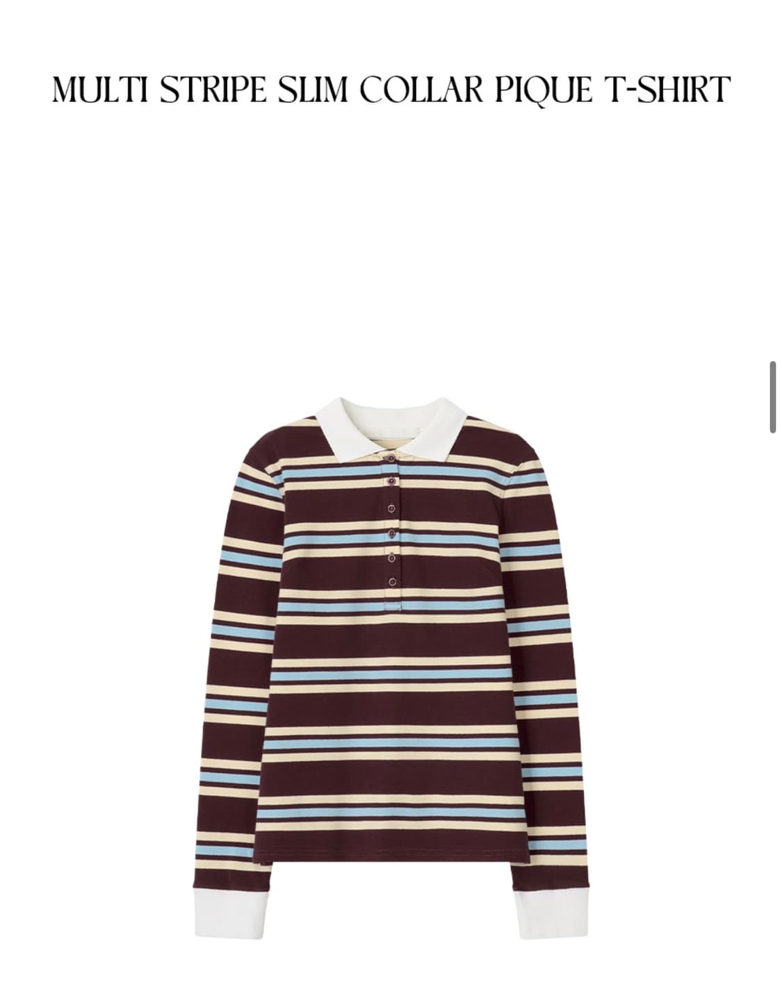 (S) 드로우핏 우먼 멀티 스트라이프 슬림 카라 피케 티셔츠 판매 상품이미지7