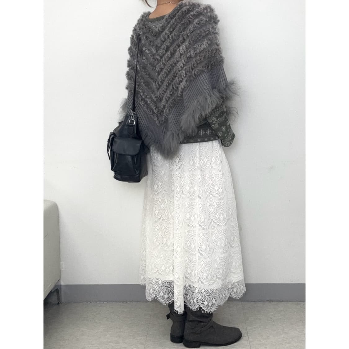 빈티지 퍼 케이프 망토 판쵸 니트 상품이미지4